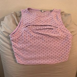 Purple Honeycomb Waffle Front Cut out Sports Bra